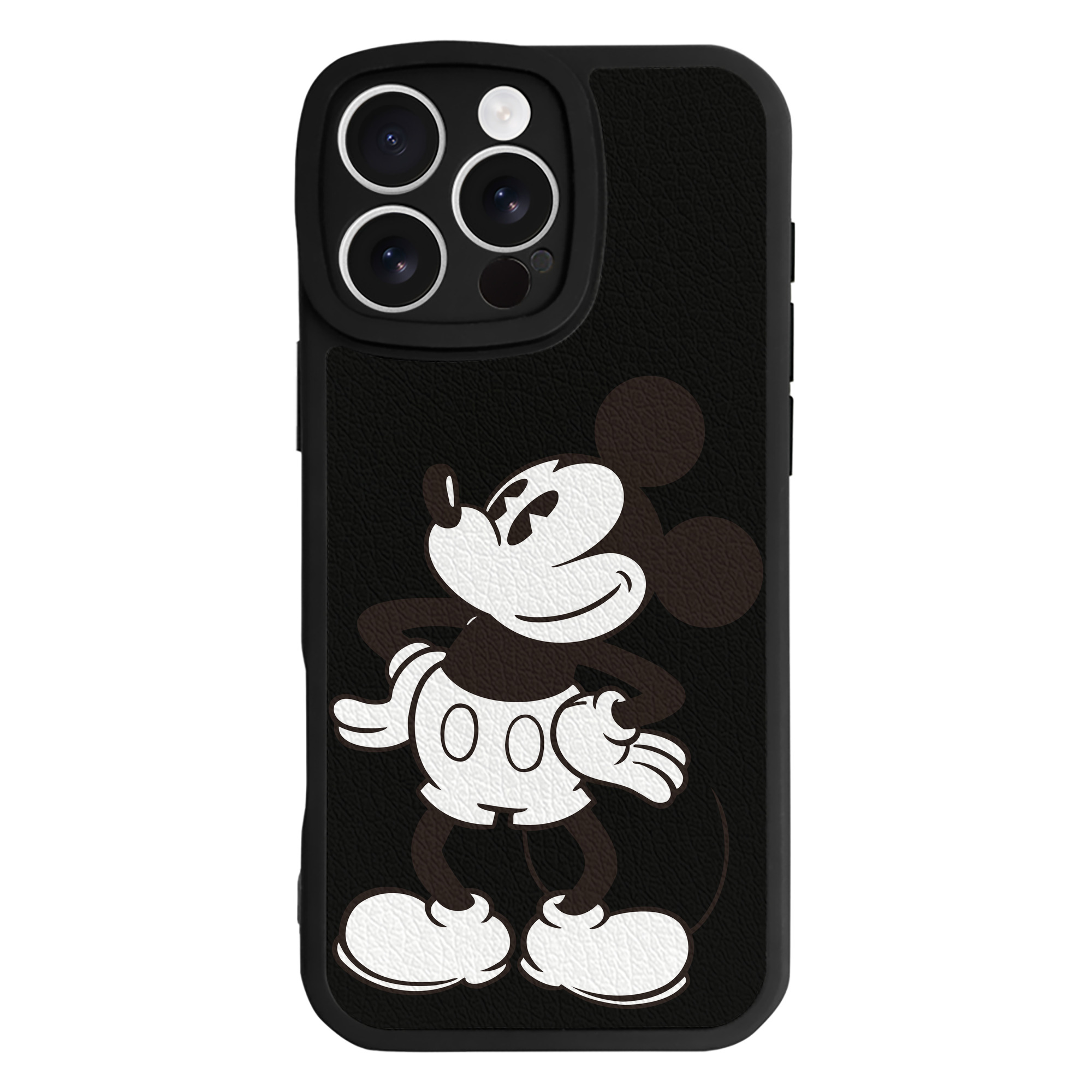 （画像用） ミッキーマウス Mickey Mouse 【iPhone 16シリーズ対応】シリコンスマホケース（レザー調） 材質：シリコン